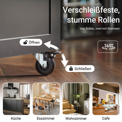 Vorverkauf | SoBuy | Küchenwagen | Servierwagen | mit 3 Ablagefächern | Schwarz | 60x90x40cm | FKW75-SCH