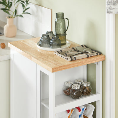 SoBuy | Küchenwagen Servierwagen | mit 3 Ablagefächern | Weiß-Natur | 60x90x40cm | FKW75-WN