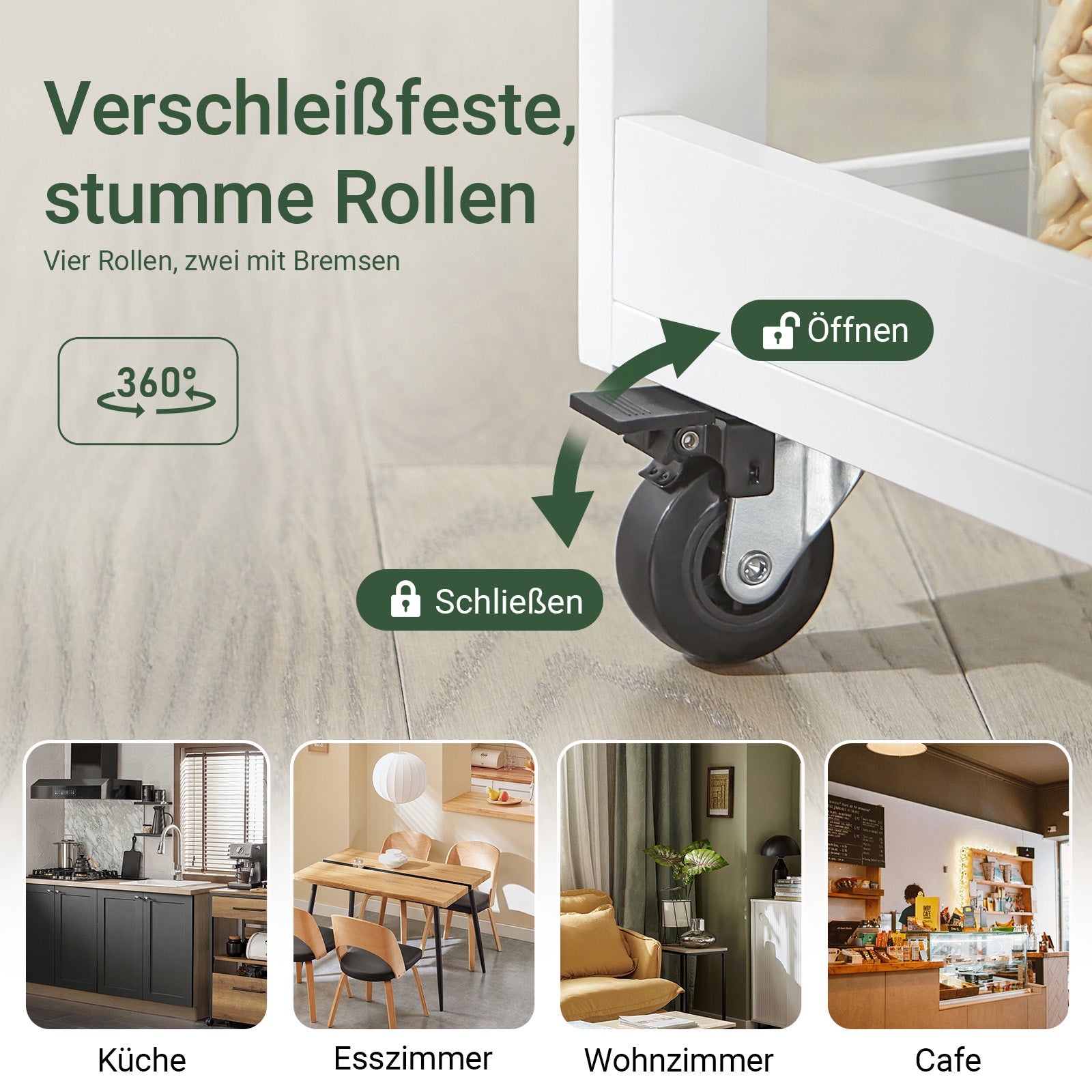 Vorverkauf | SoBuy | Küchenwagen Servierwagen | mit 3 Ablagefächern | Weiß-Natur | 60x90x40cm | FKW75-WN