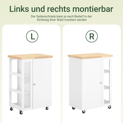 SoBuy | Küchenwagen Servierwagen | mit 3 Ablagefächern | Weiß-Natur | 60x90x40cm | FKW75-WN