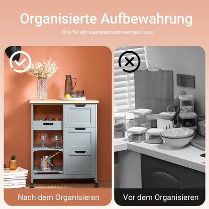 SoBuy Küchenwagen Servierwagen Für Küche, Esszimmer Hellgrau 67x84,5x37cm FKW79-HG