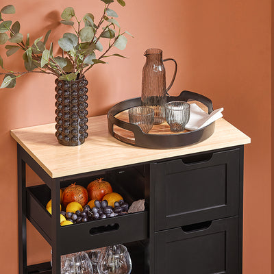 SoBuy Küchenwagen Servierwagen Für Küche, Esszimmer Schwarz 67x84,5x37cm FKW79-SCH