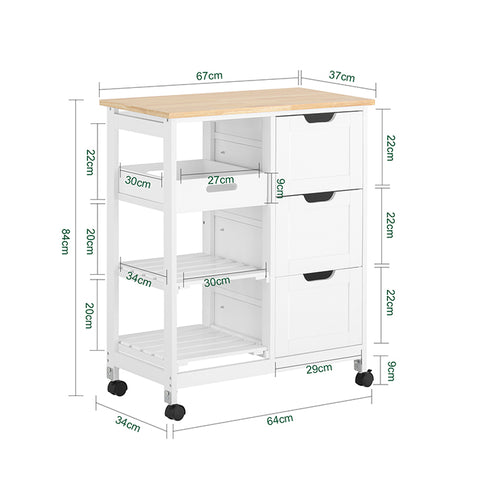 SoBuy | Küchenwagen | Servierwagen | Rollwagen Weiß | FKW79-W