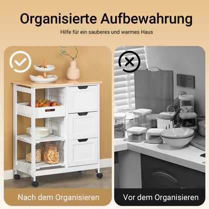 SoBuy | Servierwagen | Für Küche & Esszimmer | Weiß | 68x85x38cm | FKW79-W