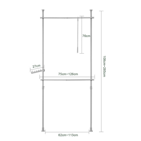 B-Ware | Teleskop Kleiderstange | Kleiderstangen System | Regalsystem | Hellgrau | FRG109-HG-bwaren