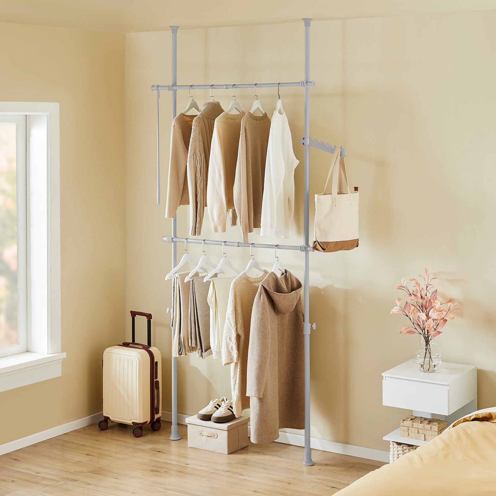 SoBuy | Teleskop Kleiderstange | Kleiderstangen System | Regalsystem | FRG109-II-HG