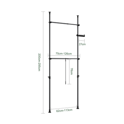SoBuy | Teleskop Kleiderstange | Kleiderstangen System | Regalsystem | Schwarz | FRG109-II-SCH