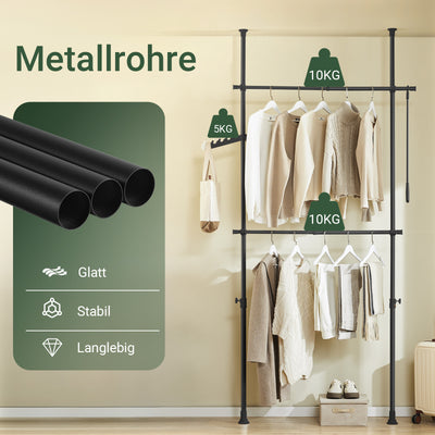 SoBuy | Teleskop Kleiderstange | Kleiderstangen System | Regalsystem | Schwarz | FRG109-II-SCH