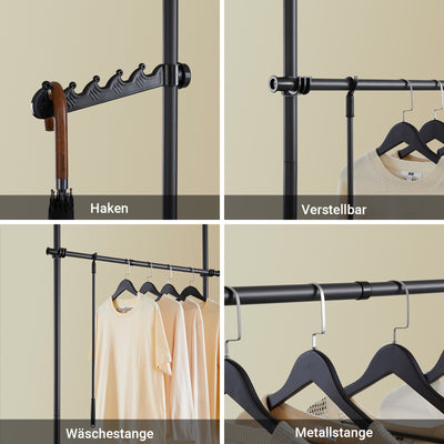 SoBuy | Teleskop Kleiderstange | Kleiderstangen System | Regalsystem | Schwarz | FRG109-II-SCH