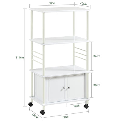 SoBuy | Mikrowellenschrank | Küchenschrank | mit Rollen Weiß | FRG12-W