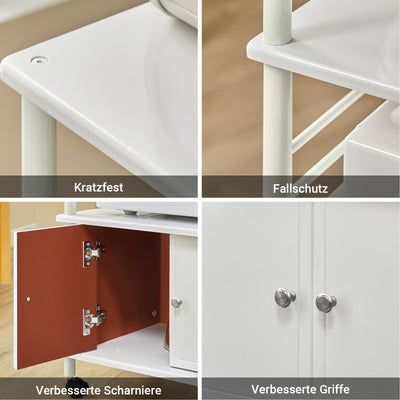 SoBuy | Mikrowellenschrank | Küchenschrank | mit Rollen Weiß | FRG12-W