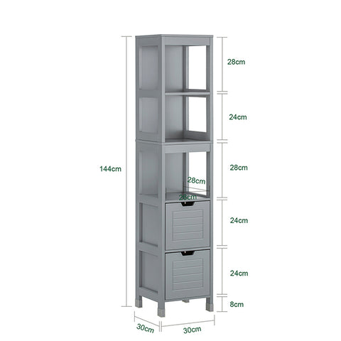 SoBuy | Bad Hochschrank | Badschrank stahlgrau | Badezimmermöbel Landhaus | FRG126-SG