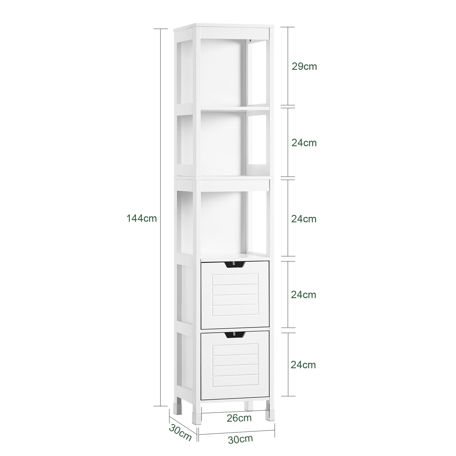 SoBuy | Bad Hochschrank | Badschrank Weiß | Badezimmermöbel Landhaus | FRG126-W