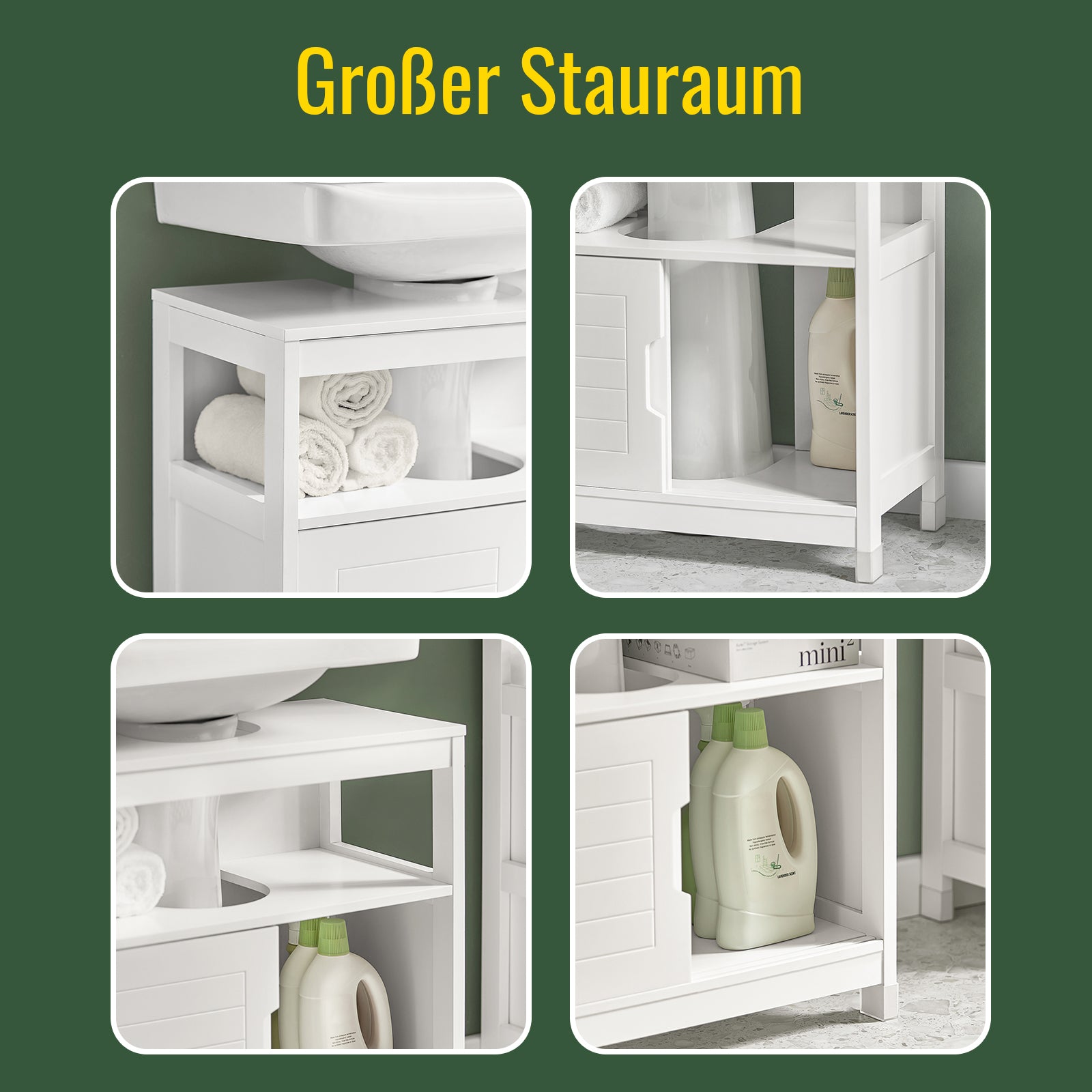 SoBuy | Waschbeckenunterschrank Weiß | Badezimmerschrank | Badmöbel Landhaus | FRG128-II-W