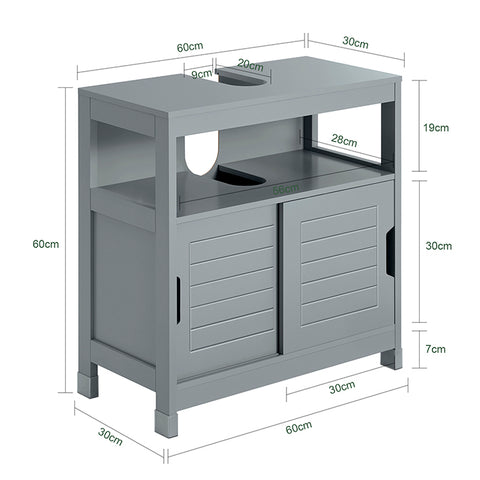 Sobuy | Sink Unit Ocel Grey | Koupelnová skříňka | Koupelní nábytek venkovský dům | FRG128-SG