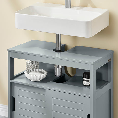 Sobuy | Sink Unit Ocel Grey | Koupelnová skříňka | Koupelní nábytek venkovský dům | FRG128-SG