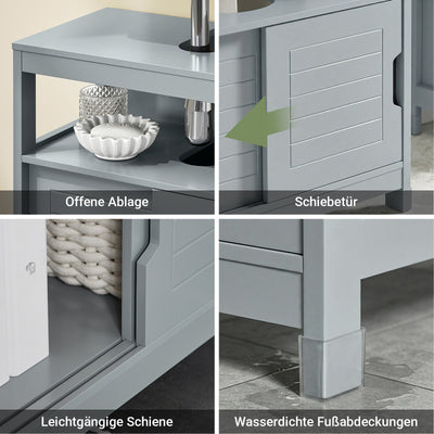 SoBuy | Waschbeckenunterschrank stahlgrau | Badezimmerschrank | Badmöbel Landhaus | FRG128-SG