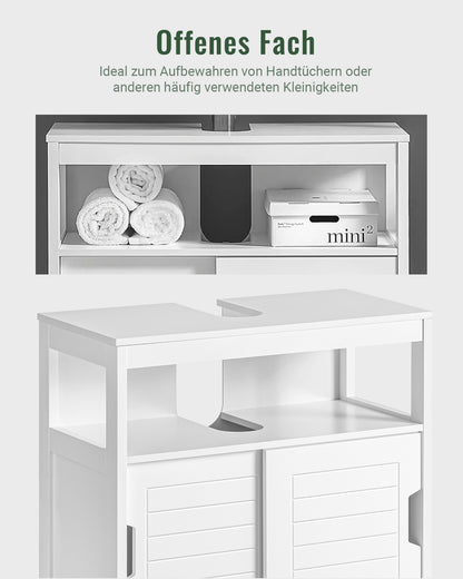 SoBuy | Waschbeckenunterschrank Weiß | Badezimmerschrank | Badmöbel Landhaus | FRG128-W