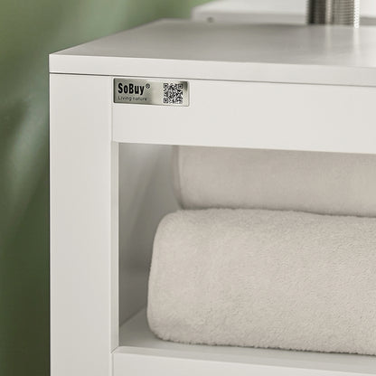 SoBuy | Waschbeckenunterschrank Weiß | Badezimmerschrank | Badmöbel Landhaus | FRG128-W