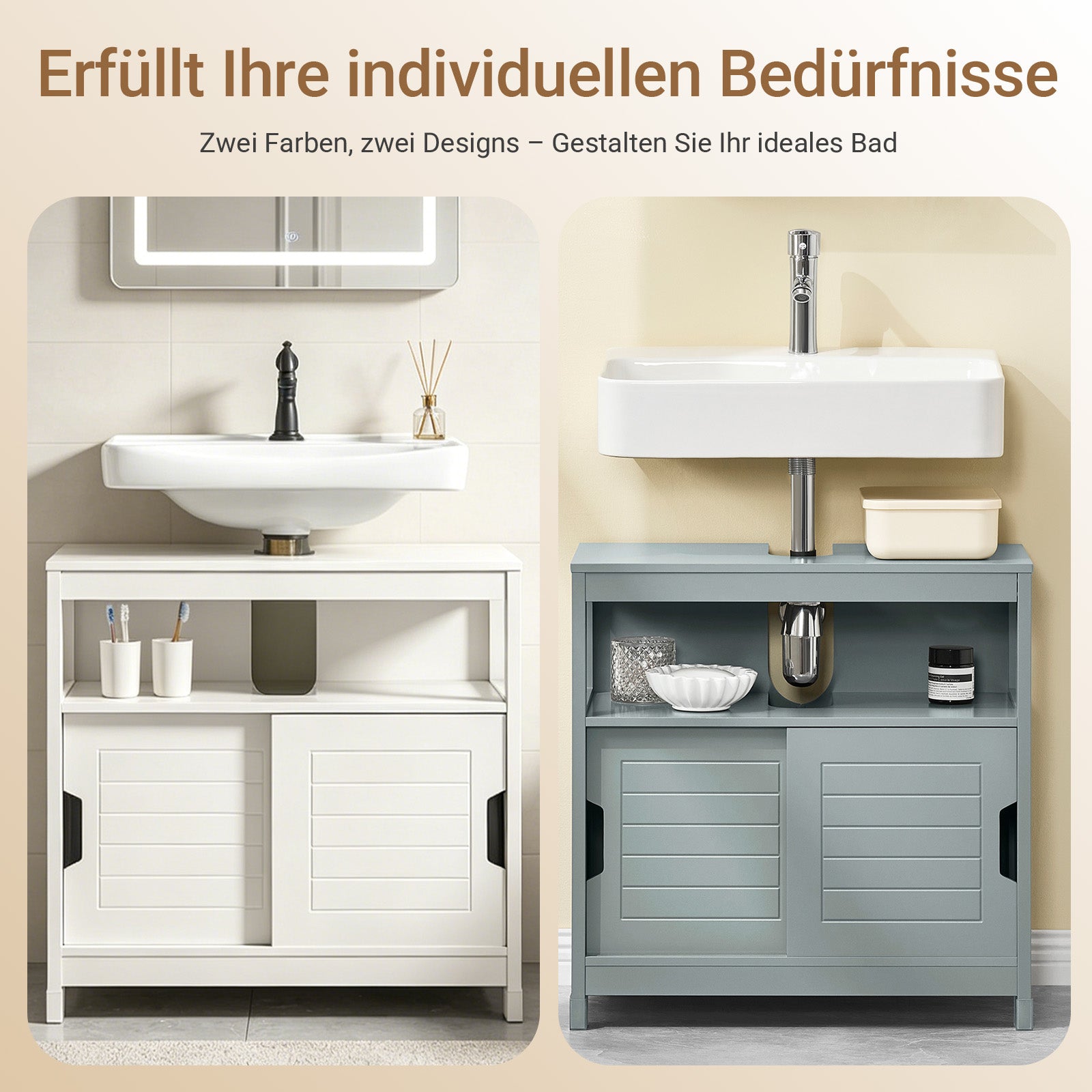 SoBuy | Waschbeckenunterschrank Weiß | Badezimmerschrank | Badmöbel Landhaus | FRG128-W