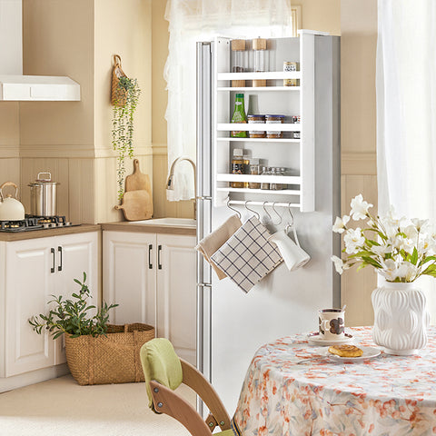 SoBuy | Küchenregal Weiß | Gewürzregal mit 3 Ablagen | Hängeregal für Kühlschrank | FRG150-W