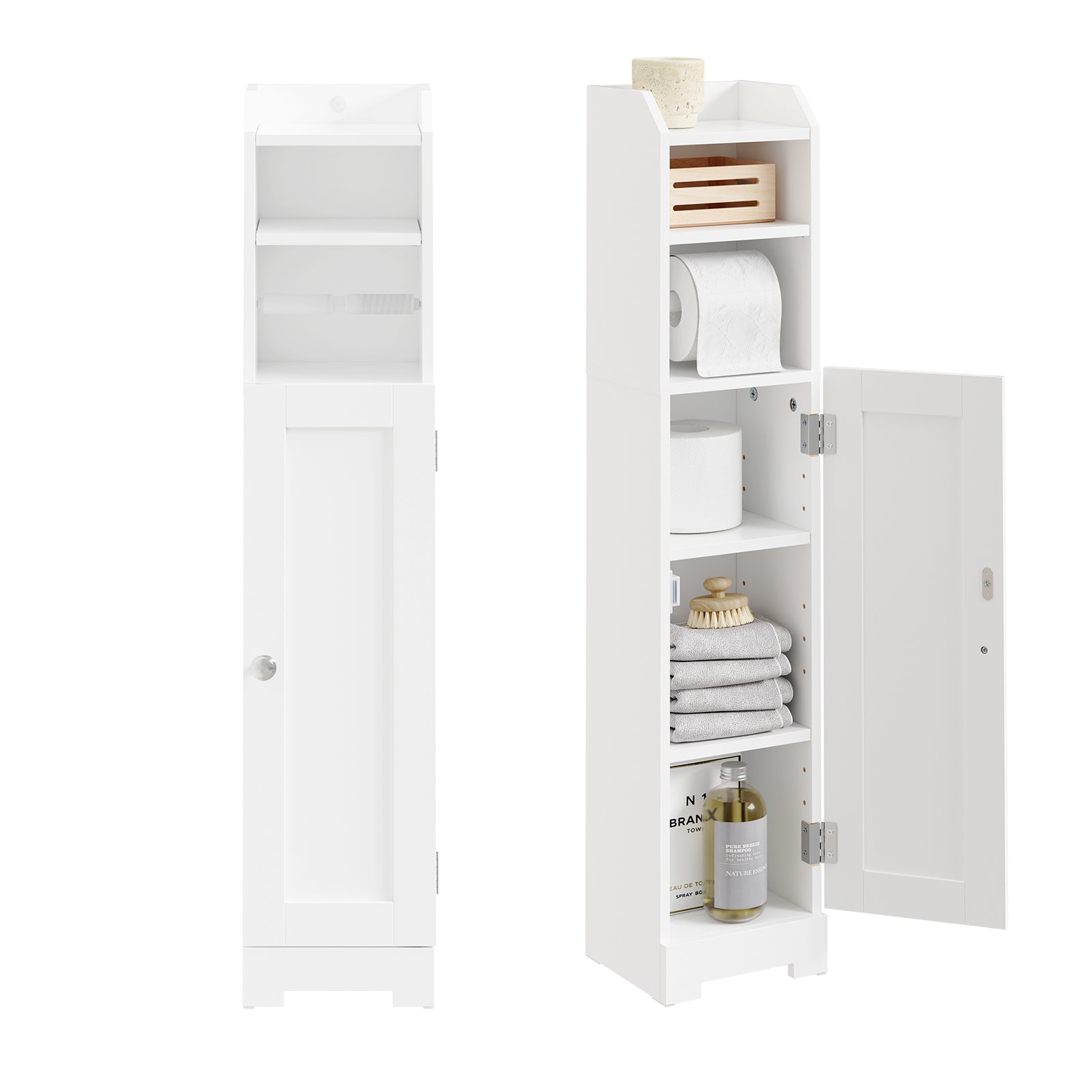 Vorverkauf | SoBuy | Toilettenpapierhalter | Badezimmerschrank Schmal Weiß | FRG177-II-W