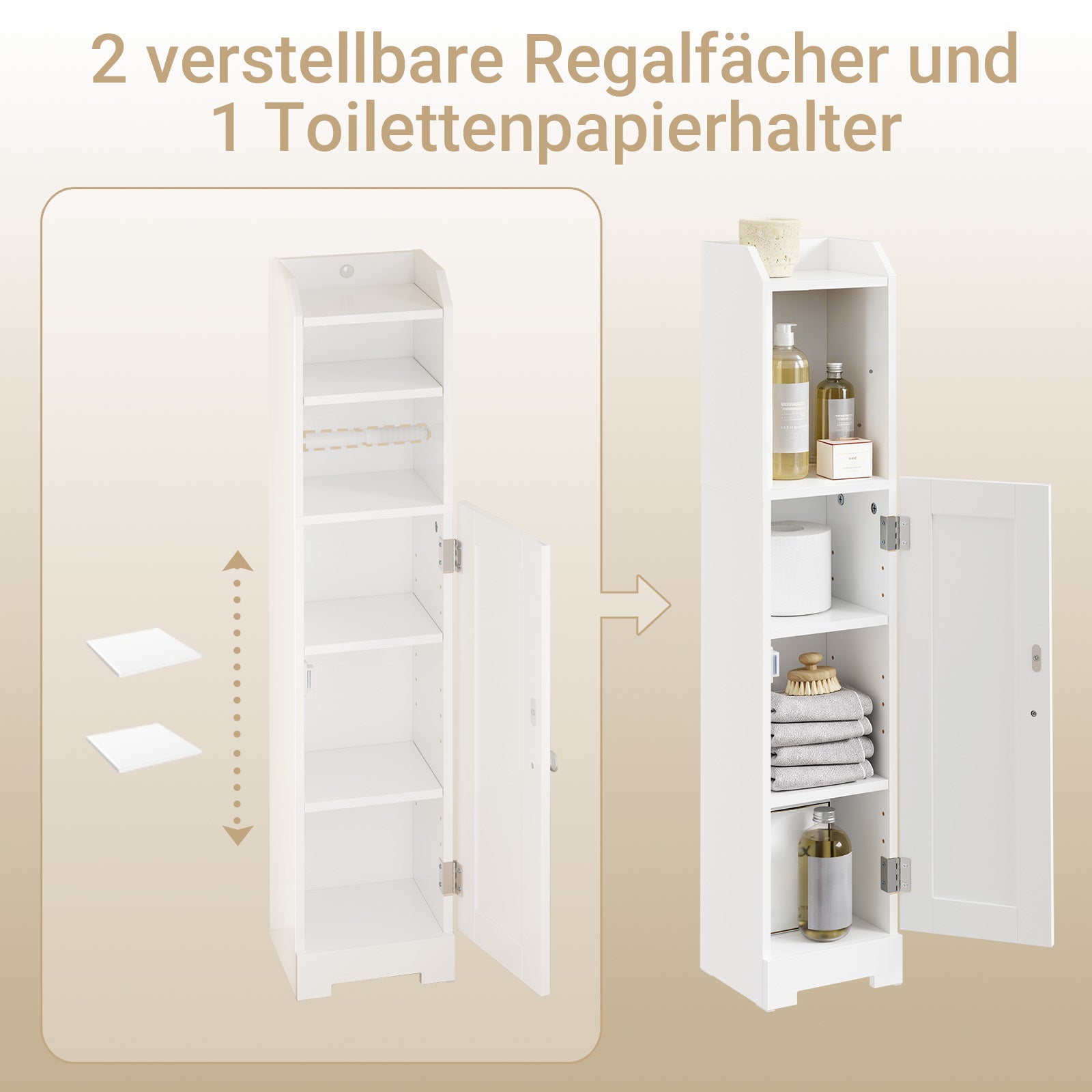 Vorverkauf | SoBuy | Toilettenpapierhalter | Badezimmerschrank Schmal Weiß | FRG177-II-W
