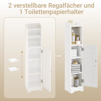 Vorverkauf | SoBuy | Toilettenpapierhalter | Badezimmerschrank Schmal Weiß | FRG177-II-W
