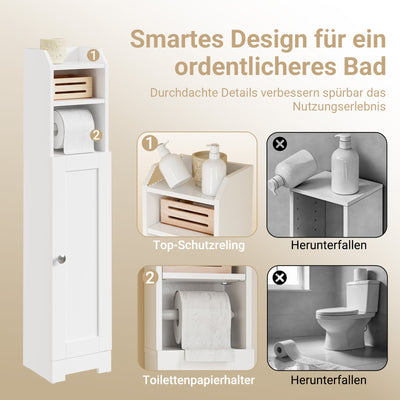 Vorverkauf | SoBuy | Toilettenpapierhalter | Badezimmerschrank Schmal Weiß | FRG177-II-W