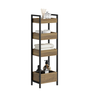 SoBuy | Badezimmerschrank mit 4 stabilen Regalen | Nischenregal 20cm | FRG226-H-F