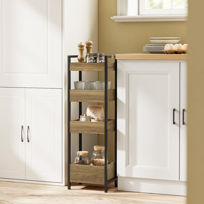 SoBuy | Badezimmerschrank mit 4 stabilen Regalen | Nischenregal 20cm | FRG226-H-F