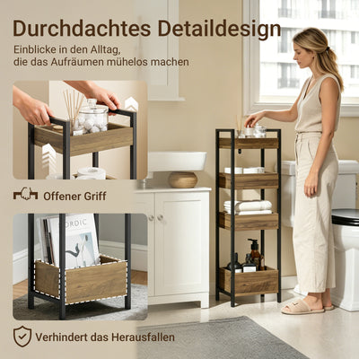 SoBuy | Badezimmerschrank mit 4 stabilen Regalen | Nischenregal 20cm | FRG226-H-F
