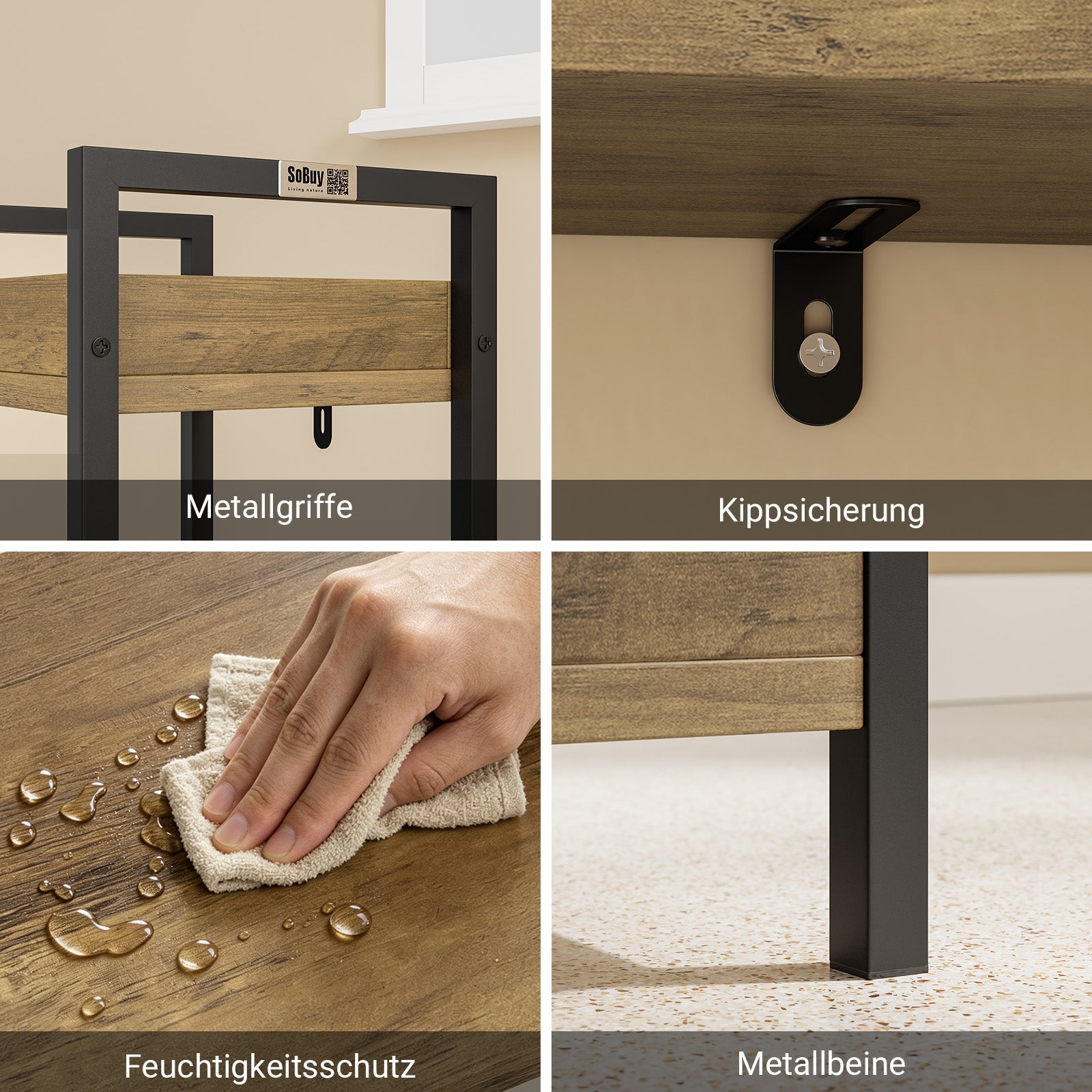 SoBuy | Badezimmerschrank mit 4 stabilen Regalen | Nischenregal 20cm | FRG226-H-F