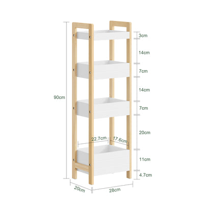 SoBuy | Badregal schmal mit 4 stabilen Regalen Weiß | FRG226-H-WN