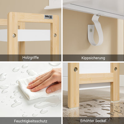 SoBuy | Badregal schmal mit 4 stabilen Regalen Weiß | FRG226-H-WN