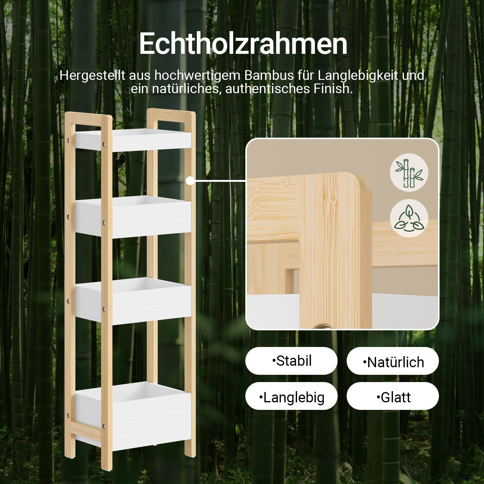 SoBuy | Badregal schmal mit 4 stabilen Regalen Weiß | FRG226-H-WN