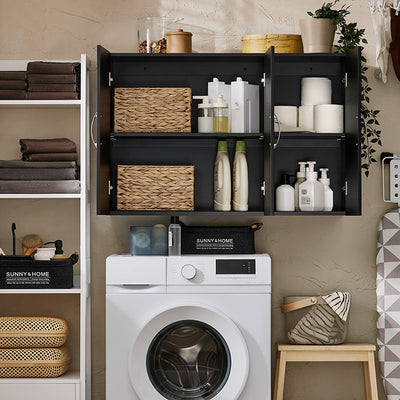 Vorverkauf | SoBuy | Hängeschrank mit 2 Türen | Wandschrank | Schwarz | FRG231-L-SCH