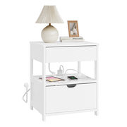SoBuy Nachttisch mit 4-in-1 Ladefunktion Weiß 45x38x55,5 cm FRG258-II-E-W