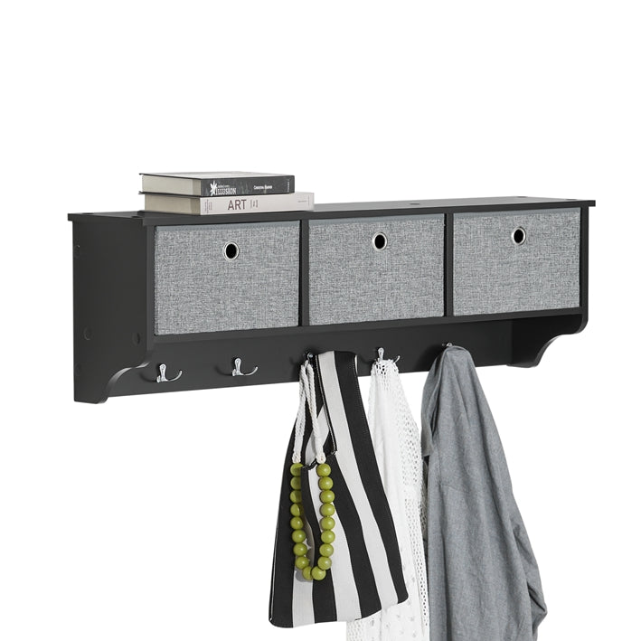 SoBuy | Wandgarderobe | Kleiderhaken | Flurgarderobe Schwarz | FRG282-SCH