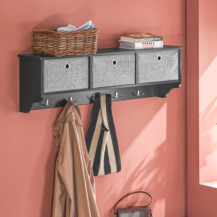 Sobuy SoBuy Wandgarderobe Kleiderhaken Flurgarderobe Schwarz FRG282-SCH