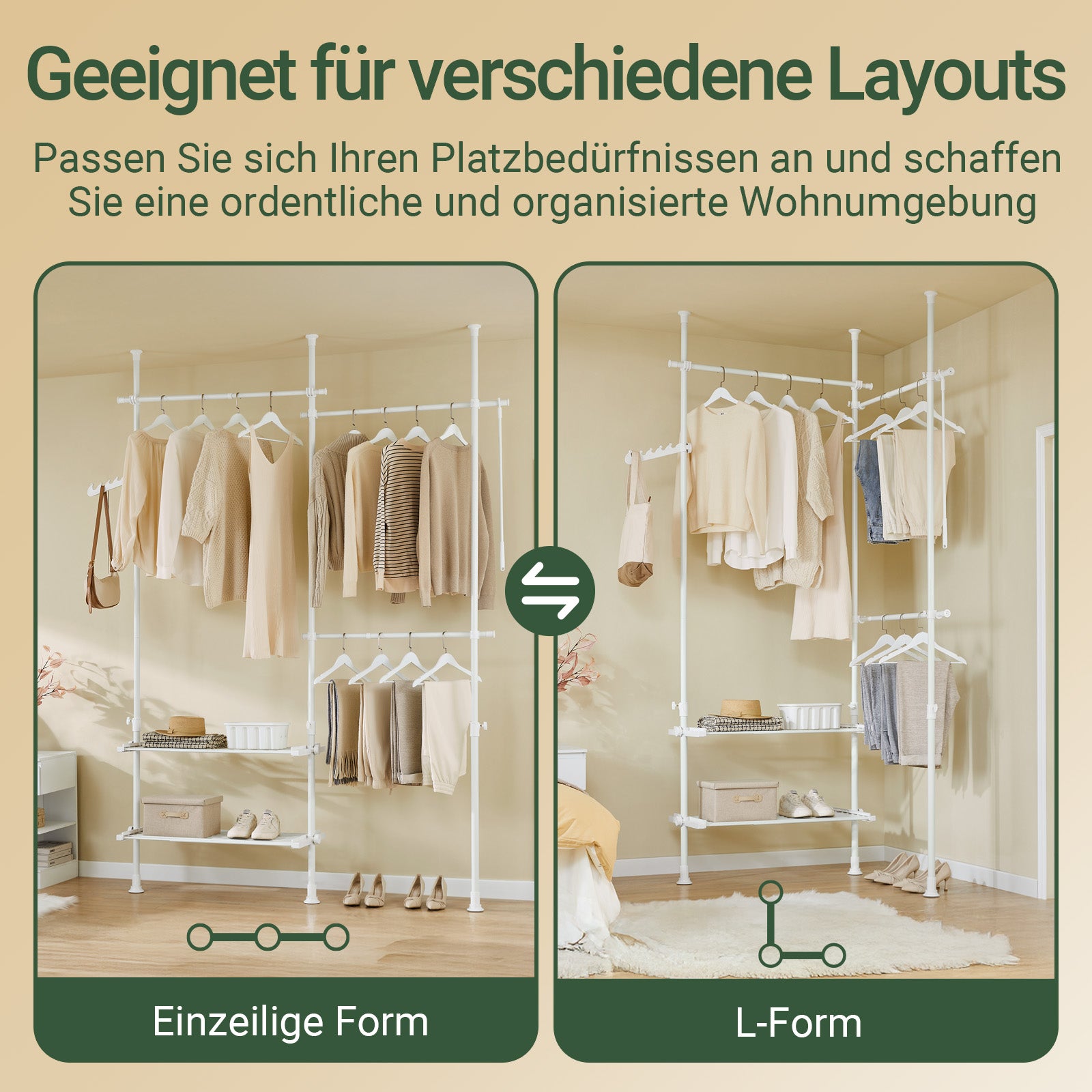 SoBuy | Teleskop Kleiderstange | Kleiderstangen System | Regalsystem | FRG34-II-W