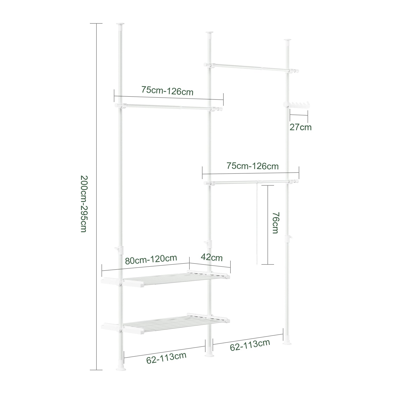 SoBuy | Teleskop Kleiderstange | Kleiderstangen System | Regalsystem | FRG34-II-W