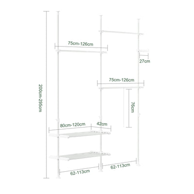 SoBuy | Teleskop Kleiderstange | Kleiderstangen System | Regalsystem | FRG34-II-W