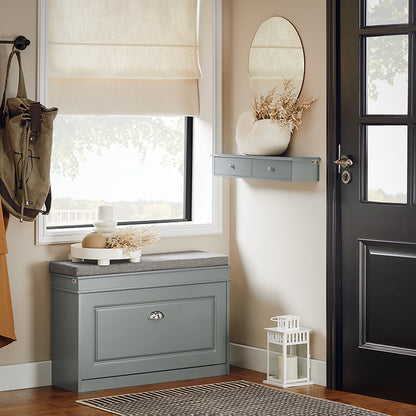 SoBuy | Schweberegal | Hängeschublade | Wandregal | Hellgrau | FRG43-HG