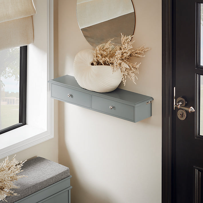 SoBuy | Schweberegal | Hängeschublade | Wandregal | Hellgrau | FRG43-HG