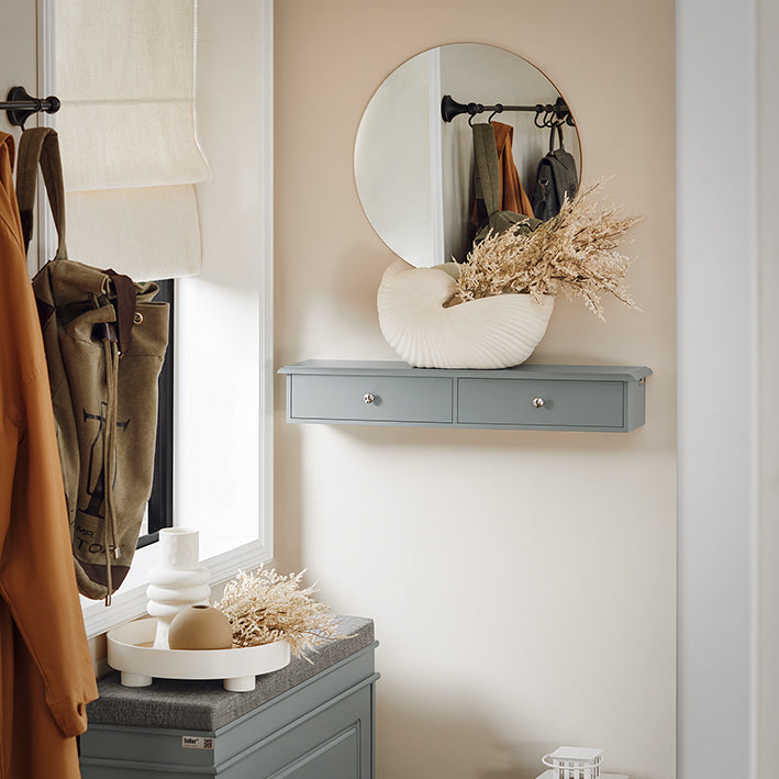 SoBuy | Schweberegal | Hängeschublade | Wandregal | Hellgrau | FRG43-HG