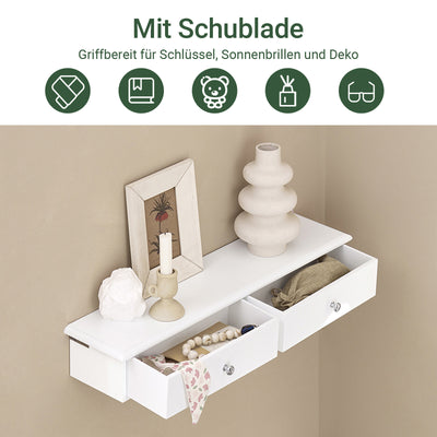 SoBuy | Schweberegal | Hängeschublade | Wandregal Weiß | FRG43-W