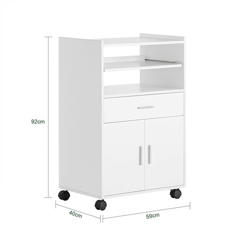 SoBuy | Küchenschrank | Mikrowellenschrank | Rollschrank Weiß | FSB09-W
