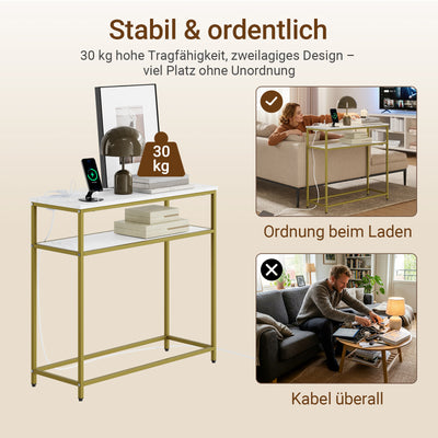 SoBuy Konsolentisch schmal mit USB und Typ-C für Flur FSB106-E-G