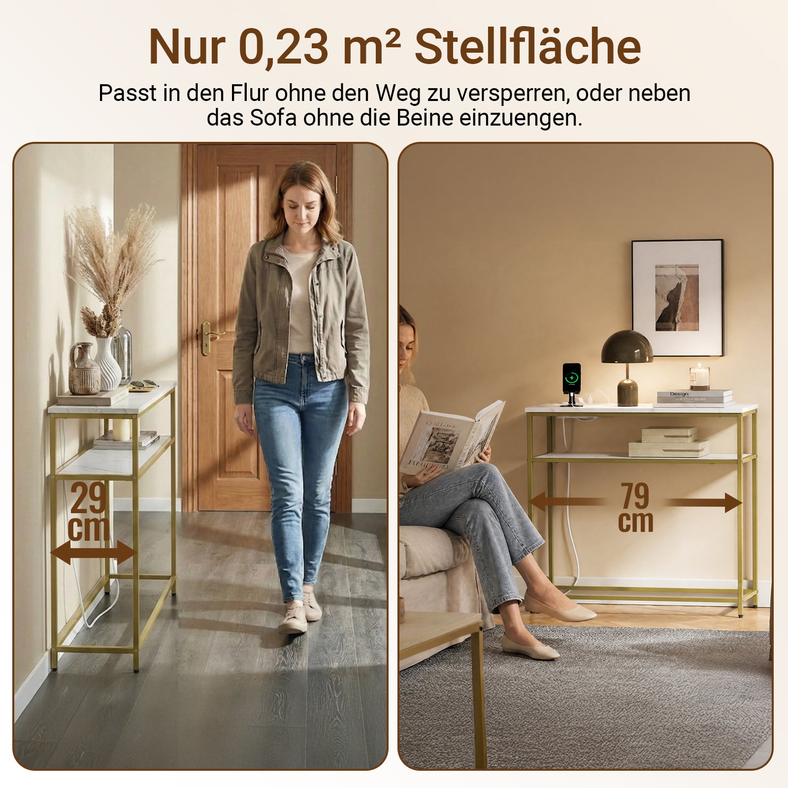 SoBuy Konsolentisch schmal mit USB und Typ-C für Flur FSB106-E-G